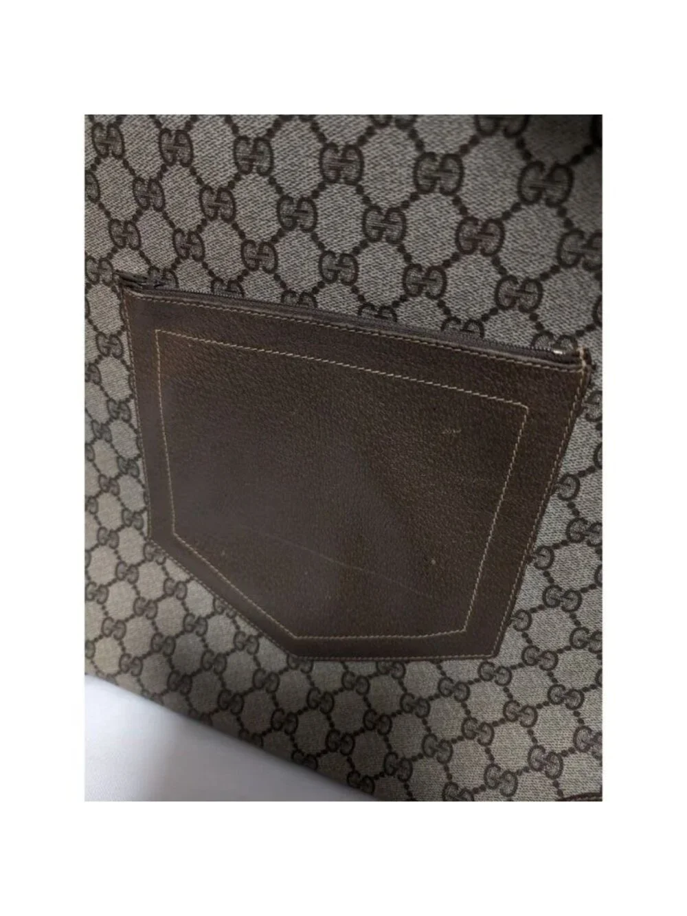 Gucci GG Supreme Sherry Line Leather Brown Tote Bag Vintage